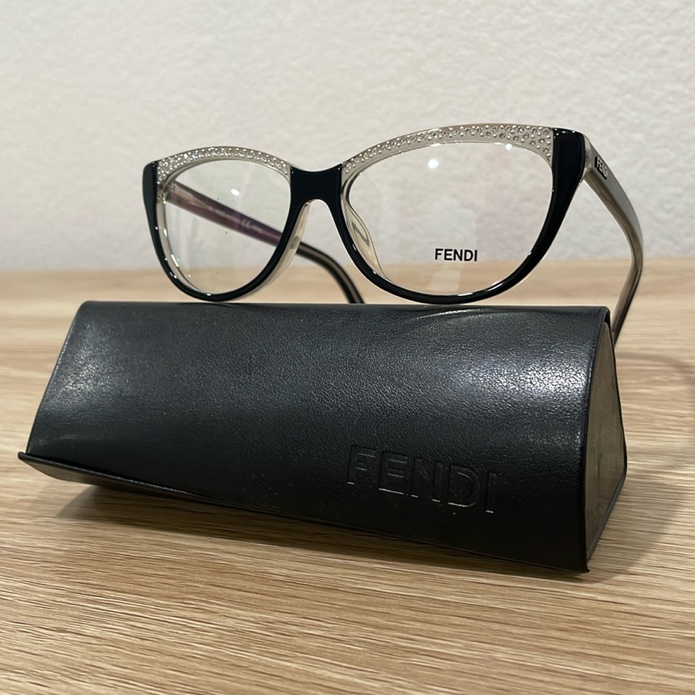Fendi cateye black frames with rhinestones
